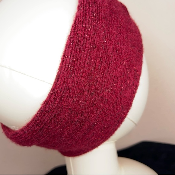 BURGUNDY GLITTER KNIT HEADBAND WOMENS - Picture 6 of 7